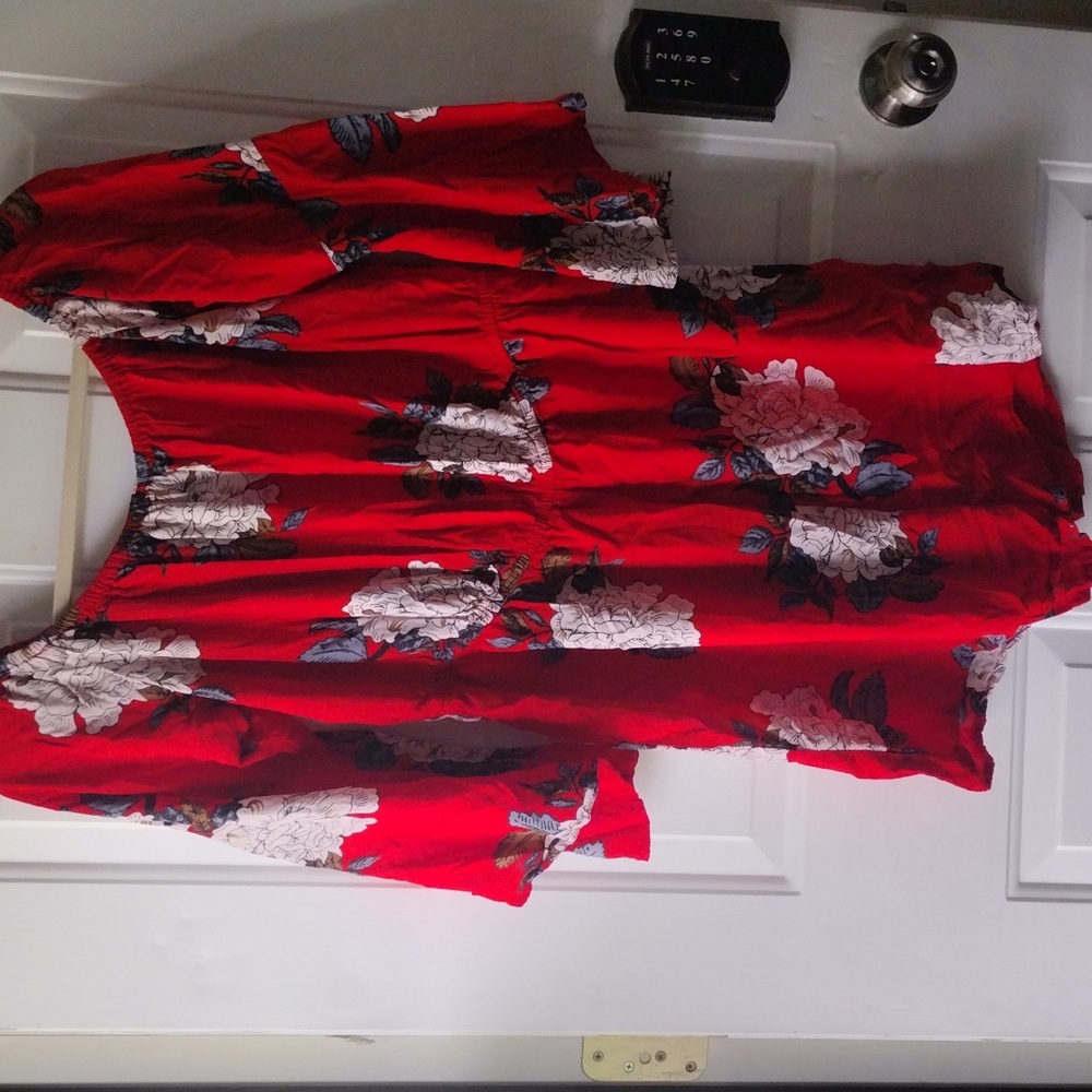 💥Red flower romper